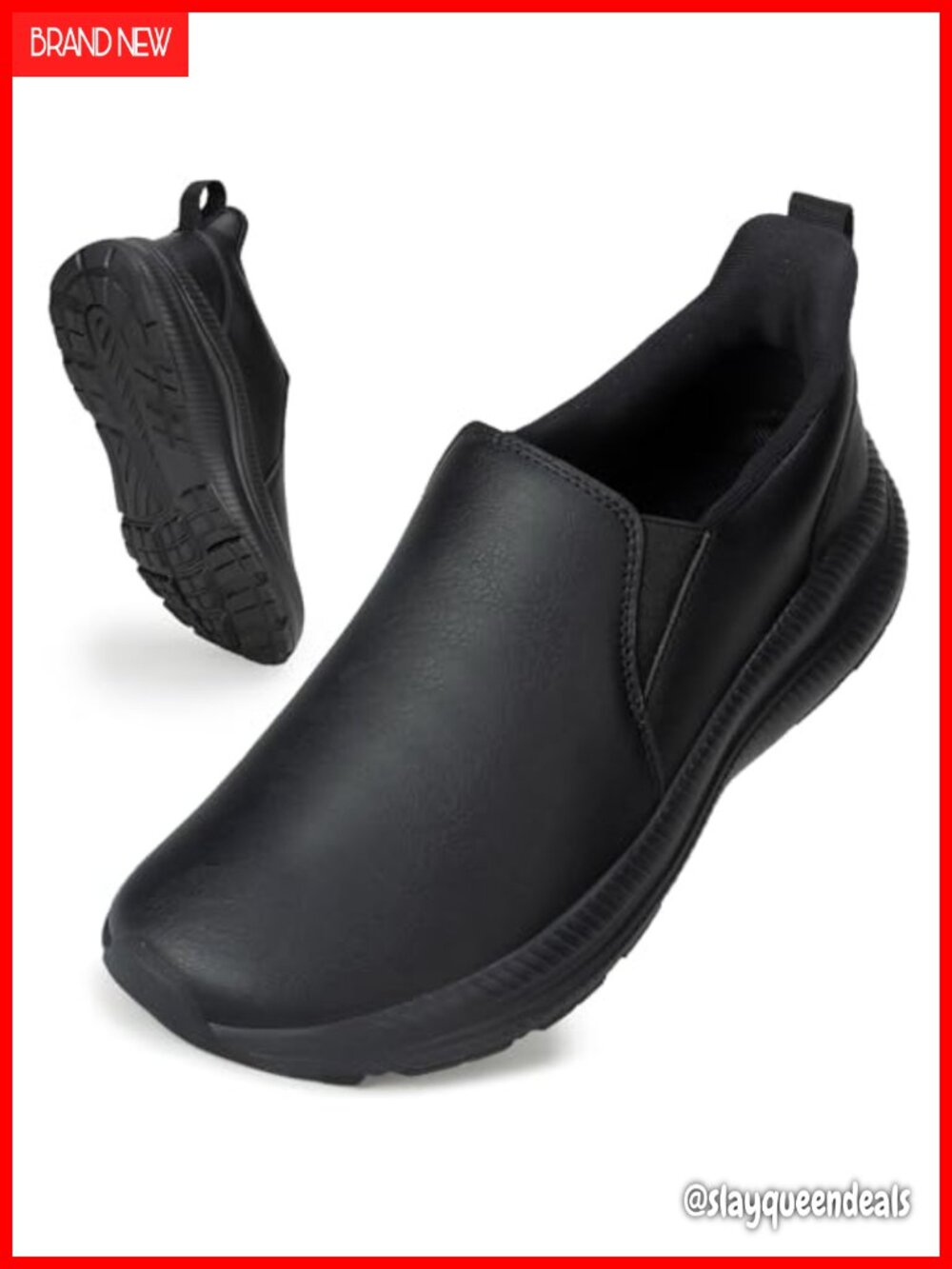 Wide Toe Box Waterproof Leather Hands Free Nursing Sneakers